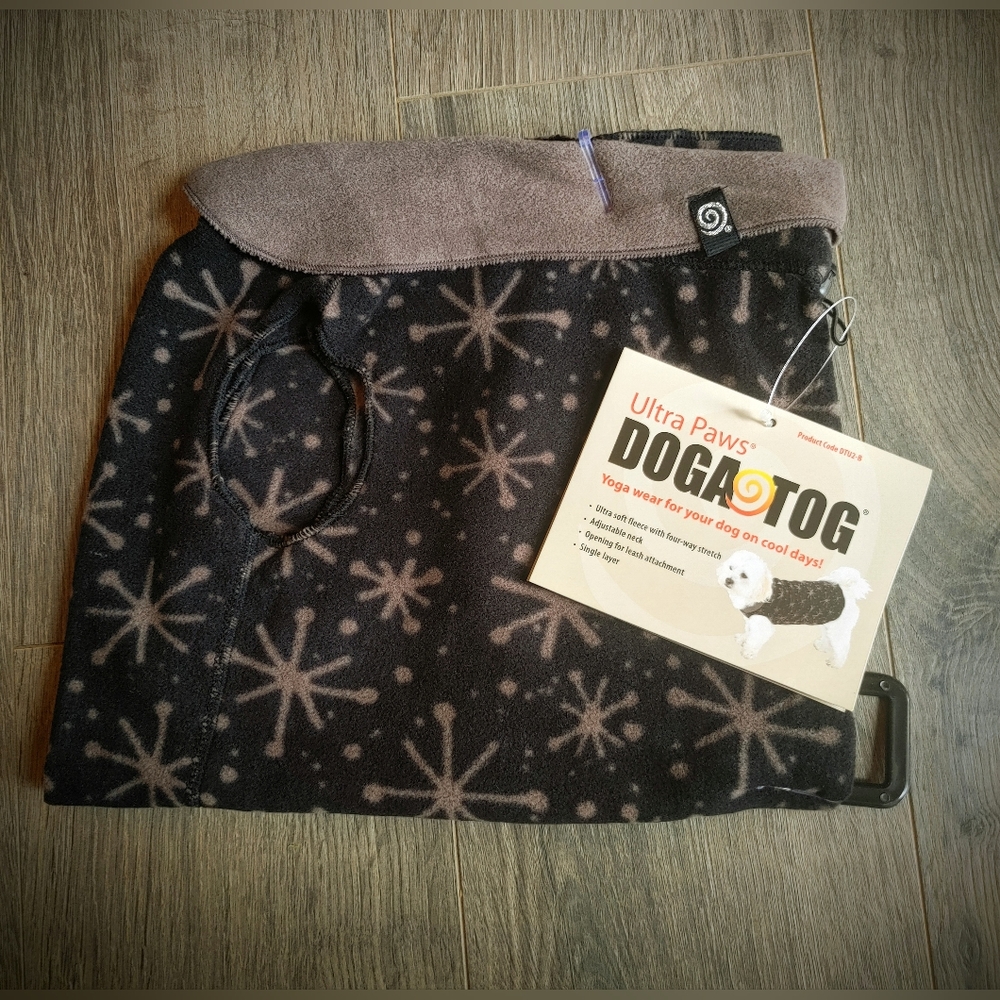 NEW Ultra Paws Doga Tog Yoga Wear for Dogs Comfort Jacket Black/Tan Sz Small